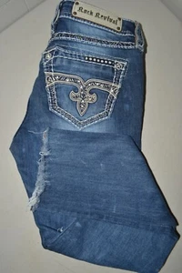 Rock Revival Women's Nikola Skinny Embellished Pockets Blue Denim Jeans Sz 29x27 - Picture 1 of 12