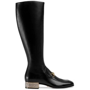 Gucci | Bota de rodilla de cuero Horsebit con cristales NUEVA - Imagen 1 de 16