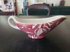 VINTAGE 1948 WALLACE CHINA Restaurant Ware RED BURGUNDY SHADOW LEAF GRAVY BOAT