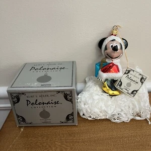 NUEVO Polonesa Adorno de Navidad Minnie Mouse Vidrio Kurt Adler 5” Polonia Disney - Imagen 1 de 7