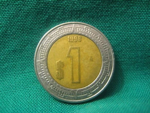 1998 Mexico 1 Peso Bi-Metallic coin-Circulated - Picture 1 of 2