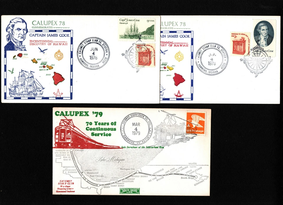 OPC X3 1978-9 Hamond IN Calupex Calumet Stamp Club Unaddressed - Image 1 of 1