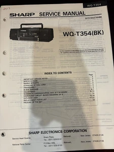 ORIG. SHARP WQ-T354 WQ-T354BK WQT354 BK Repair & Service Manual *ORIGINAL* - Picture 1 of 1
