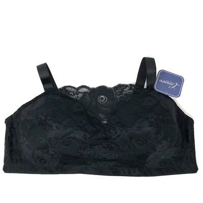 全新带标签 Lunaire 胸罩 46B 即时塑形迷彩无线蕾丝黑色 4024H 无线 全新 — 第 1/4 张图片