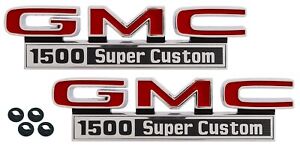 1971 1972 GMC "GMC 1500 SUPER CUSTOM "  FRONT FENDER EMBLEMS  # 71-16721-G15SC