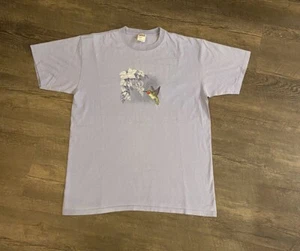 Hummingbird Men's T-Shirt Size Large Embroidered Bird Purple Short Sleeve - Picture 1 of 7