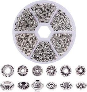 PH PandaHall 300pcs 6 Style 6~7.5x2~3mm,, 6 Antique Silver - - Picture 1 of 9