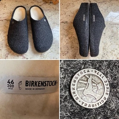 Zapatilla Zueco Birkenstock Lana Fieltro Zermatt Piel de Oveja Antracita UE 46=M13 NUEVO SIN ETIQUETAS Foto 1 de 4