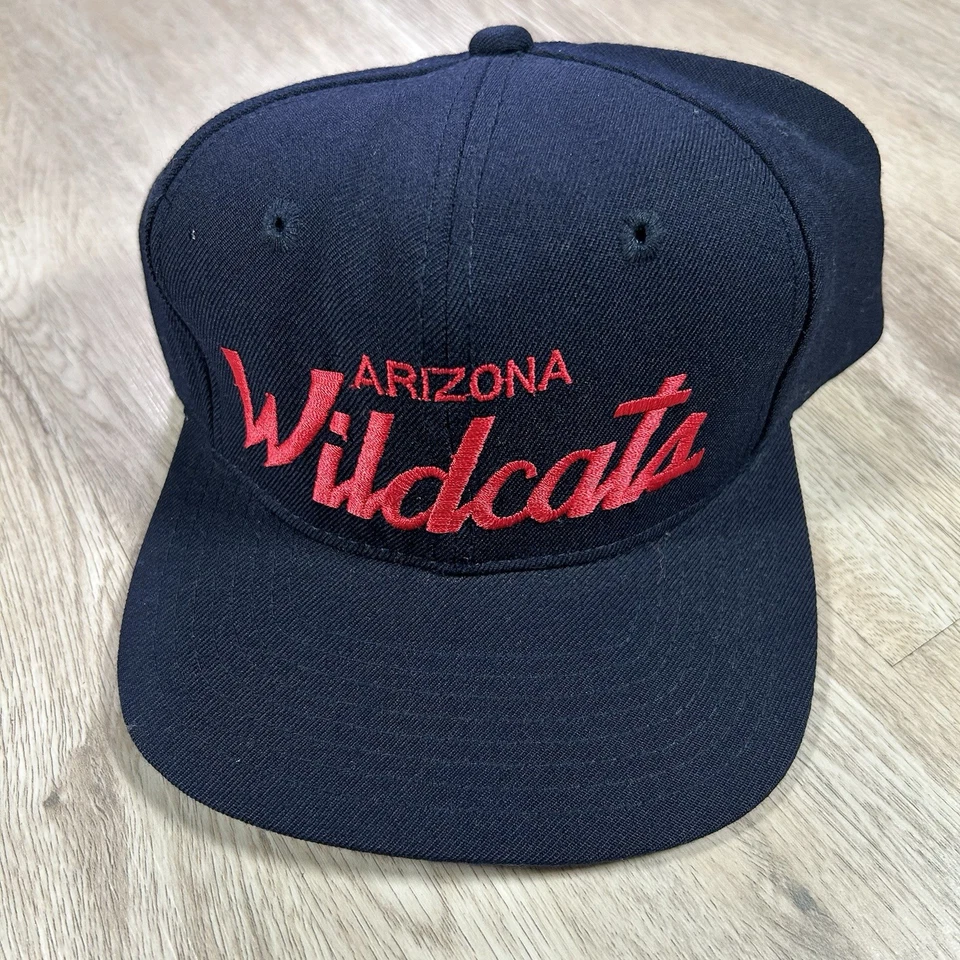 VTG 80s Arizona Wildcats Script Snapback Hat College Twins Blue Wool Cap - Image 1 of 4