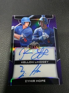 2025 Leaf Metal Baseball Kellon Lindsey & Zyhir Hope Duel Purple Auto 7/10 - Picture 1 of 2