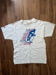 Vintage U.S. Bicycling Hall Of Fame Tshirt Ride With The Stars Sz L Heavy Cotton - Picture 1 of 5