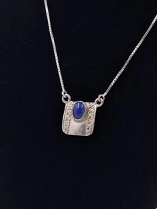 Lapis Lazuli  Sterling Silver Pendant 16” Necklace U575 - Picture 1 of 10