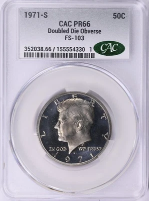 1971 S Kennedy Half FS-103 DDO CACG PR66 Light Frost NGC CAC PF66 RARE - Image 1 of 2
