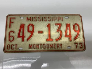 Mississippi Montgomery 1973 License Plate Tag Vintage Garage Collector - Picture 1 of 5