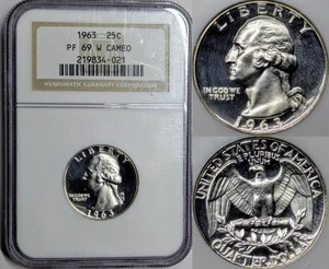 1963 Pf69cam Ngc Quarter With Rare W Designation - Picture 1 of 3