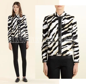 GUCCI JACKE SIGNATURE ANIMAL TIGER PRINT BAUMWOLLE LEDERBESATZ $ 2.200 IT 38 US 2 - Bild 1 von 16