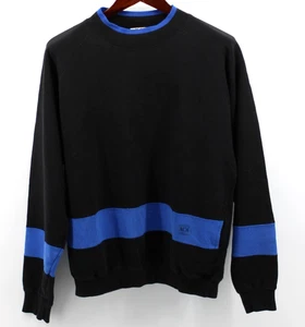 ACA Sweatshirt Mens Medium Black Blue Color Block Stripe Vintage Made in USA - Picture 1 of 6