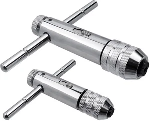 2Pcs Ratchet T Handle Tap Wrench, Adjustable T Bar Holder Ratcheting... - Foto 1 di 7