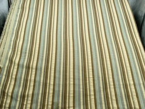 Light Blue & Cream Unbalanced Jacquard Stripe Double Cloth Fabric | 2.38 yds. - Picture 1 of 10