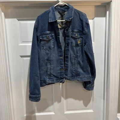 Jaqueta jeans feminina autêntica Rocawear com botões tamanho 3X vintage anos 90 - Imagem 1 de 4
