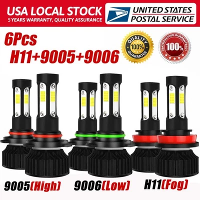 For 2006-2012 Toyota RAV4, 6x 6000K LED Headlight High+Low+Fog Light Bulbs Combo - Imagem 1 de 4