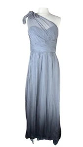 Amsale (Sz 14) Gray Gown Maxi Strapless 100% Silk Chiffon Style #G784C NOT Ombre - Picture 1 of 12