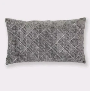 Freshmint Chenille Geometric Woven Lumbar Pillow Cover Charcoal Gray 24x14 - Picture 1 of 3