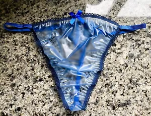 Handmade pvc thong panties knickers blue sissy see through sexy fetish tanga - Picture 1 of 2