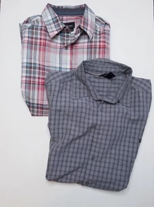 2 Marmot Plaid Short Sleeves Outdoor Button Up Shirts Men's Size Large - Picture 1 of 16