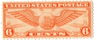 Estampilla única de correo aéreo de globo alado Scott #c19 - Estampillada sin montar o nunca montada #2 - Imagen 1 de 2