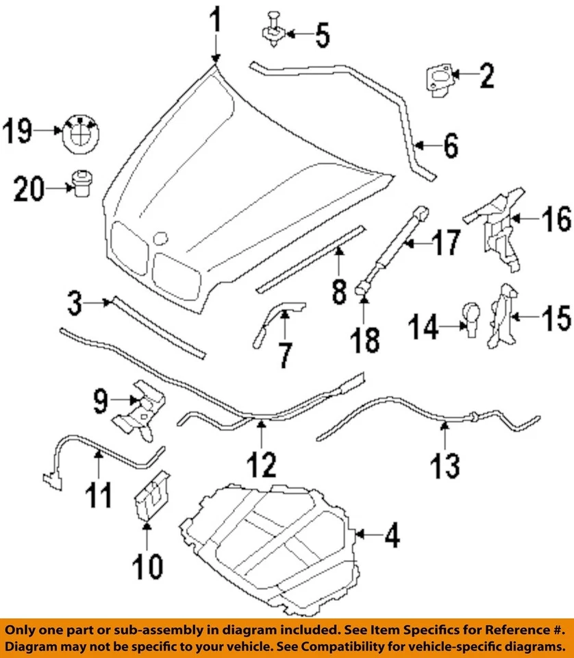 BMW OEM 07-14 X5,X6 capó rejilla capó componentes-sello trasero 51237161345 Foto 1 de 1