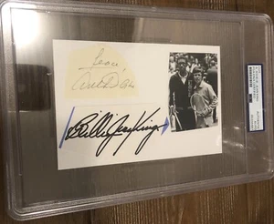 Arthur Ashe & Billie Jean King Autographed 4x6 Cut Inscribed-Peace PSA Authentic - Picture 1 of 3