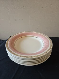 American Limoges Candle Light Lyceum Rose 22ct Gold 8” Bowls Set Of 6 - Picture 1 of 11