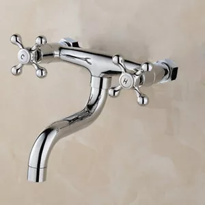 Armatur Wandmontage Nostalgie Ausgußbecken Wasserhahn Wandarmatur Messing Küche - Bild 1 von 9