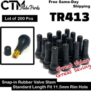 200x Tire Valve Stem TR413 Snap-In Car Auto Short Rubber Tubeless Universal Fit - Picture 1 of 2
