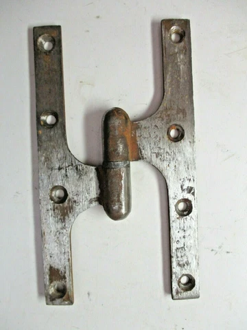 1850s Left Hand Steel Olive Bullet Knuckle Door H Hinge 6-1/2" X 3-5/8 Antique Cover