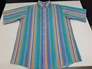 Duxbak The Original Mens Short Sleeve Button Up Striped Shirt Size Large #5535 - Picture 1 of 8