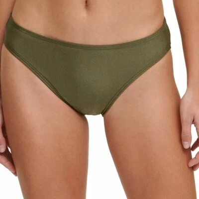 DKNY Classic Scoop Bikini Bottoms Moss Green S M L Small Medium Large NWT - Image 1 of 3