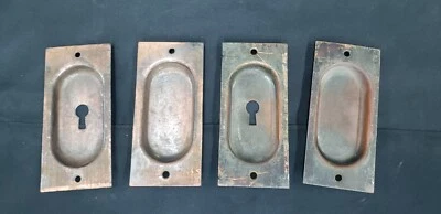 Set of 4 Brass Pocket Door Escutcheon Plates 4 5/8" x 2 1/8" GS00255 - Image 1 of 4