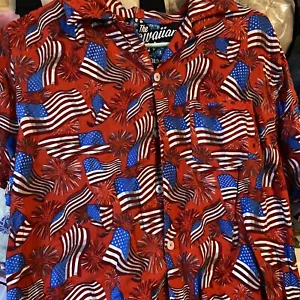 The Hawaiian Shirt By Rowdy Gentleman Button Up Shirt Size Medium American Flag - Picture 1 of 4