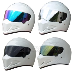 White Racing Motorcycle Helmet Motorbike Full Face Helmet DOT For Street Bandit - Picture 1 of 24