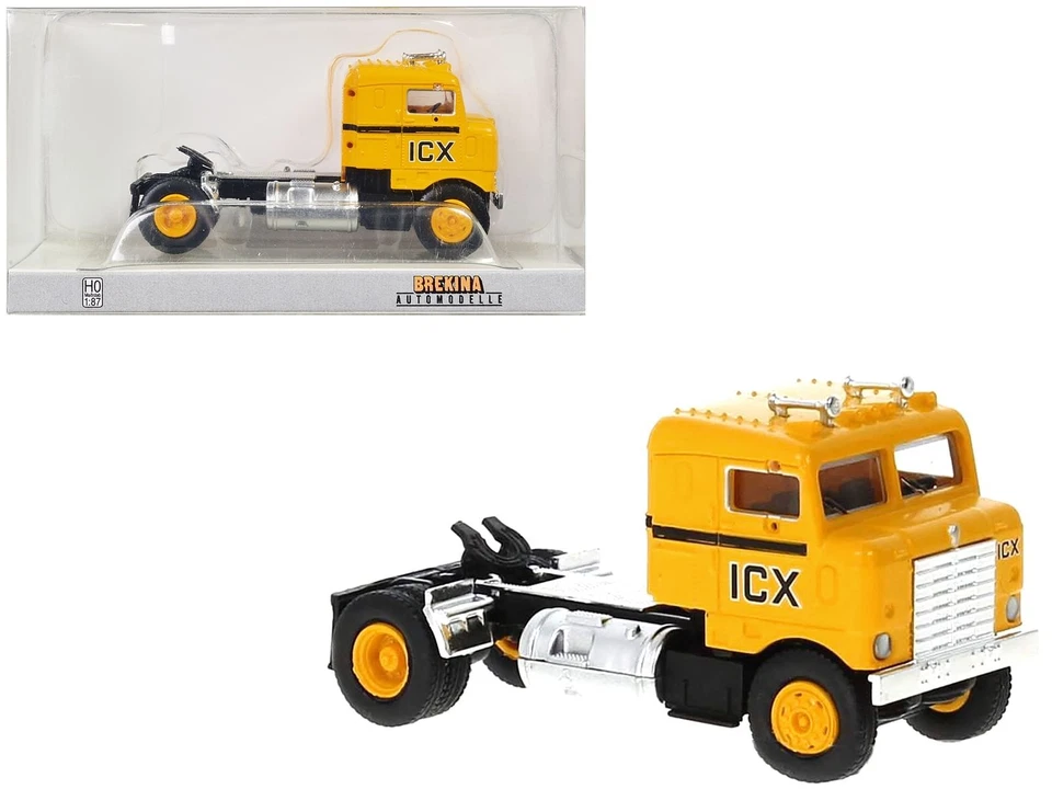 1950 Kenworth Bullnose Truck Tractor Yellow with Black Stripes "ICX" 1/87 (HO) S - Image 1 of 1