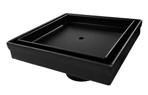 SereneDrains SS 5 Inch Tile in Square Matte Black Shower Drain Kit Floor Hair - Picture 1 of 10