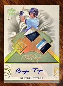 2023 Leaf Trinity The Cycle Brayden Taylor AU MEM /5 Tampa Bay Rays - Picture 1 of 2