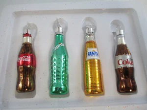 Set Ornamento Bottiglia Vetro Soffiato Coca-Cola Vecchio Mondo Natale Fanta Sprite Dieta - Foto 1 di 5