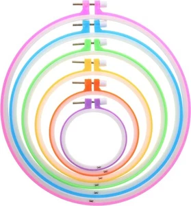 Embroidery Hoops Set, 6 pcs 3.4 inch to 10.2 inch, Assorted Colors - Picture 1 of 4