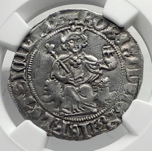 1309AD ITALY Naples King Robert D'Anjou of Anjou MEDIEVAL Silver Coin NGC i80403 - Picture 1 of 5