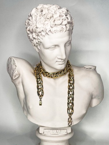 SAINT LAURENT (YSL) Collana maglia ovale spessa autentica YSL Yves Saint Laurent