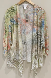 NWT CHICO'S PAISLEY INTERMIX KIARA CARDIGAN SWEATER 3/4 SLEEVE SIZE 2 - Picture 1 of 6
