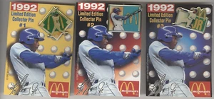 1992 Ken Griffey Jr. McDonald's Set of 3 Lapel/Hat Pins 1-1/2 inch - Picture 1 of 6